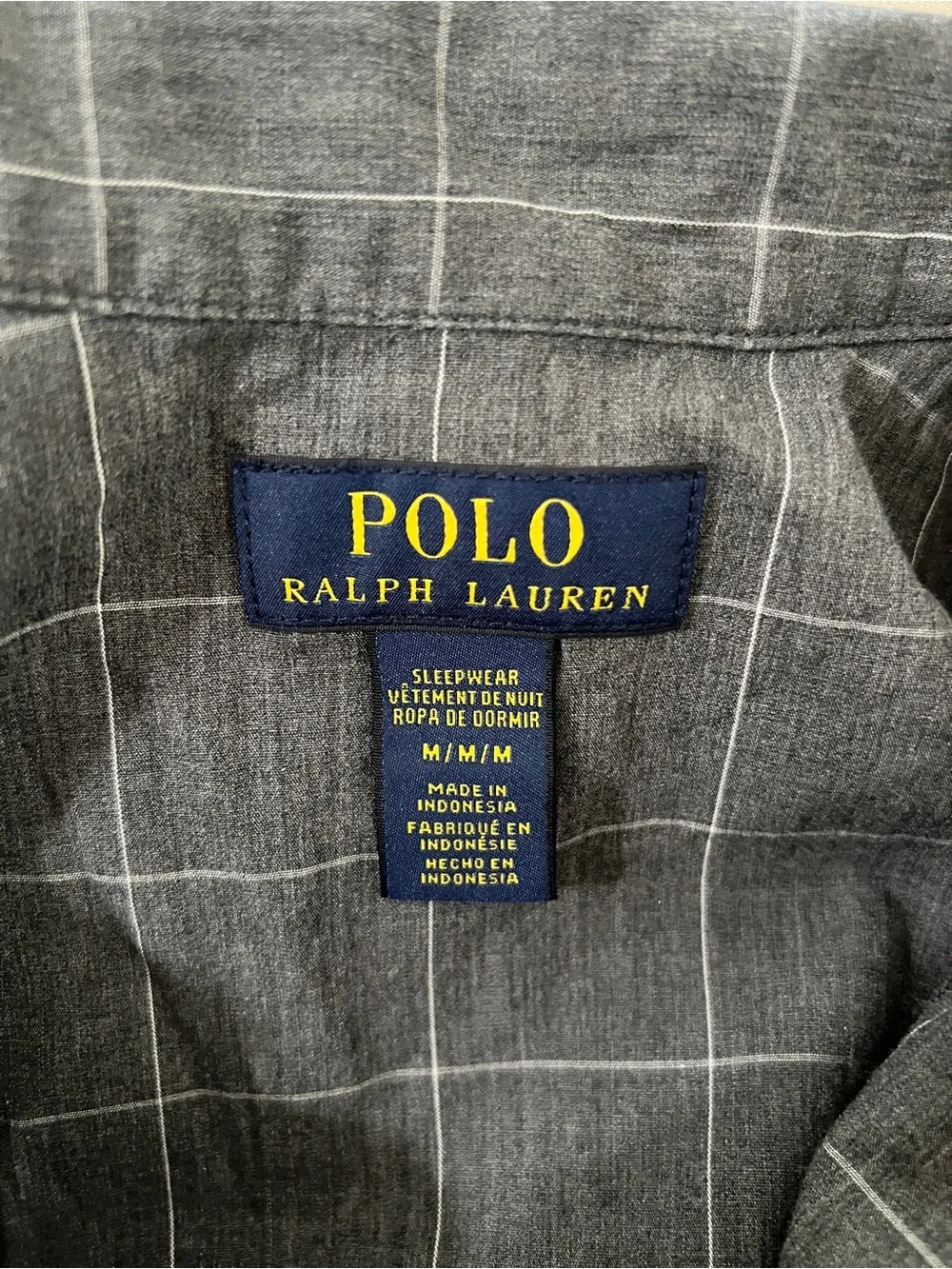Polo by Ralph Lauren Grey Plaid Button-Up Pajama Top